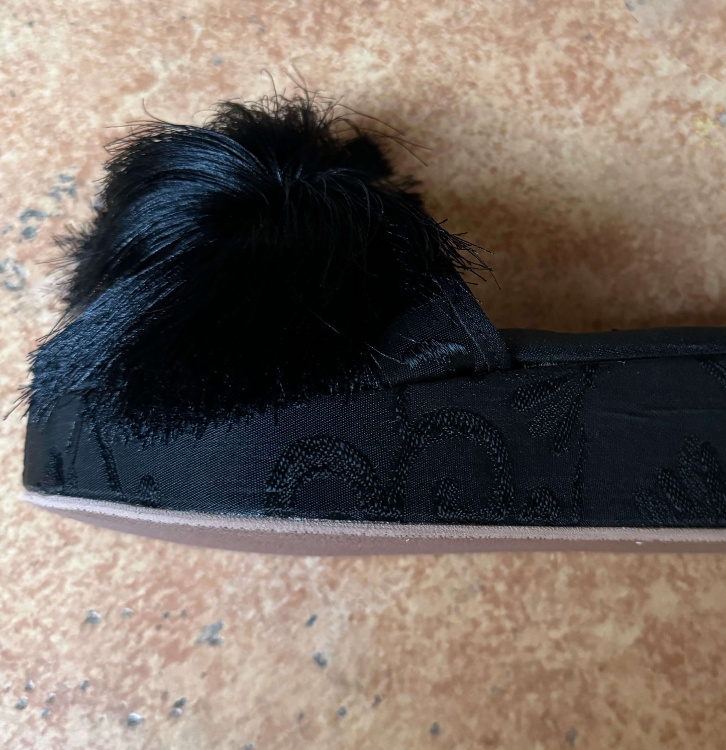 PomPom Tassel Wedge Sandal-Black
