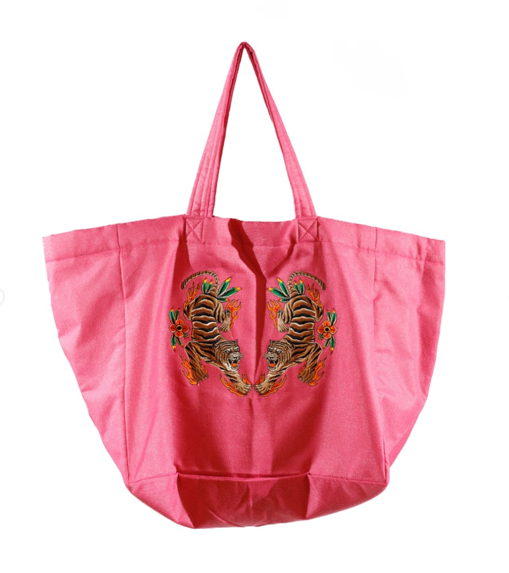 NEW Tiger Embroidered XXL Tote Bag