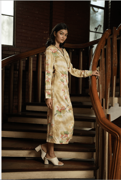 Beige Nostalgia Wrap Dress - EDYA 1929