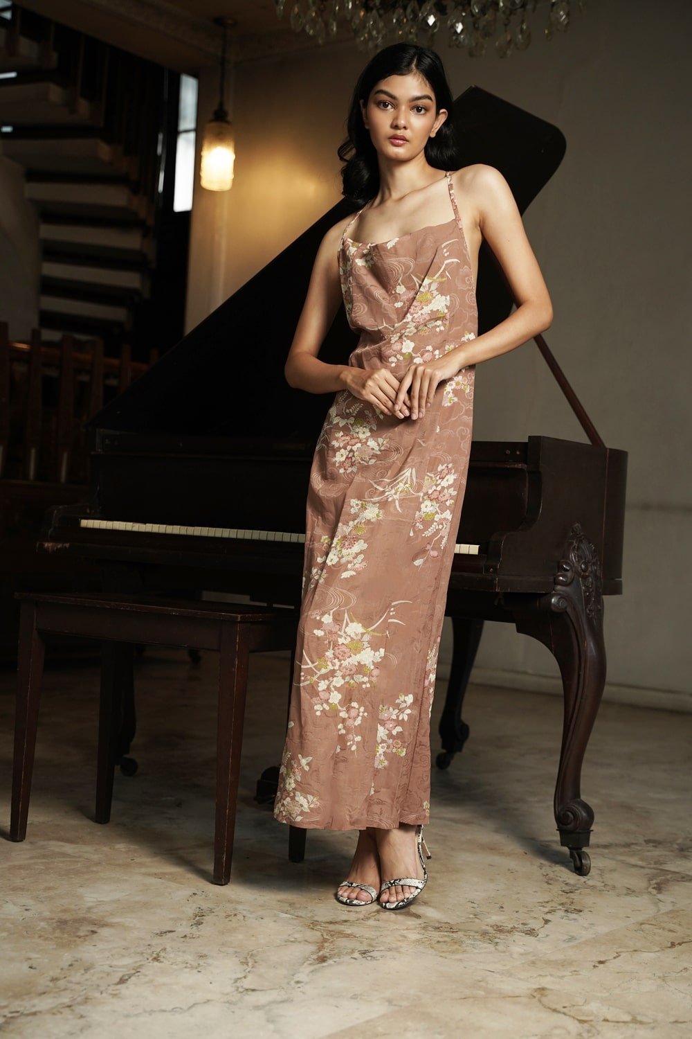 COWL NECK MAXI DRESS - CLASSIC MAUVE - EDYA 1929