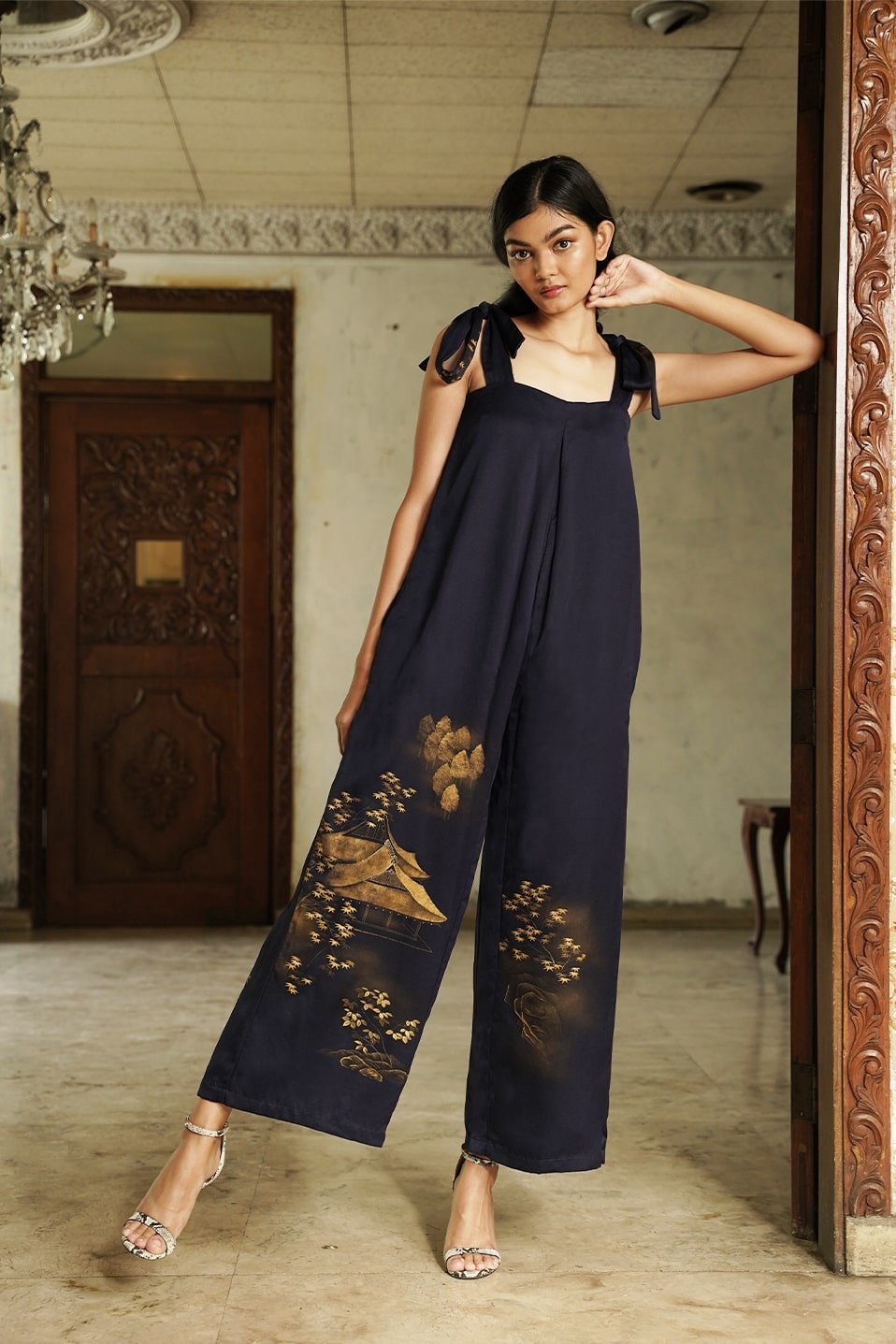 DOUBLE RIBBON JUMPSUIT - SILKY NAVY - EDYA 1929