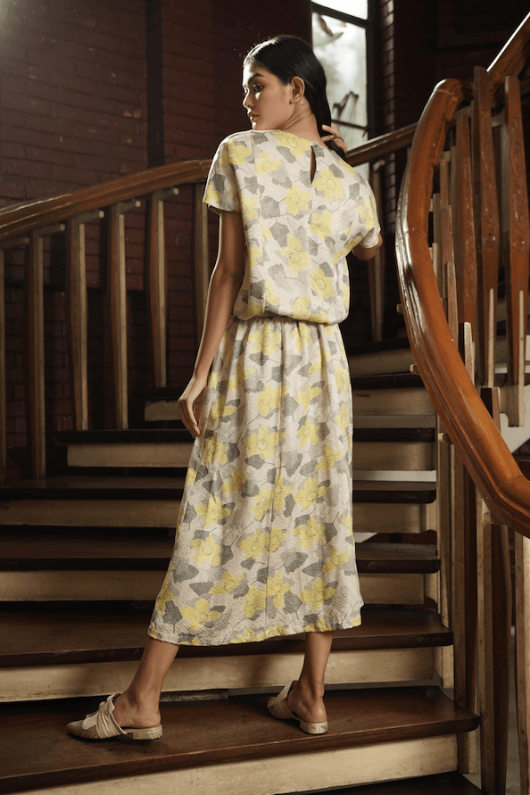 EDYA SKIRT AND TOP SET - ABSTRACTED YELLOW - EDYA 1929