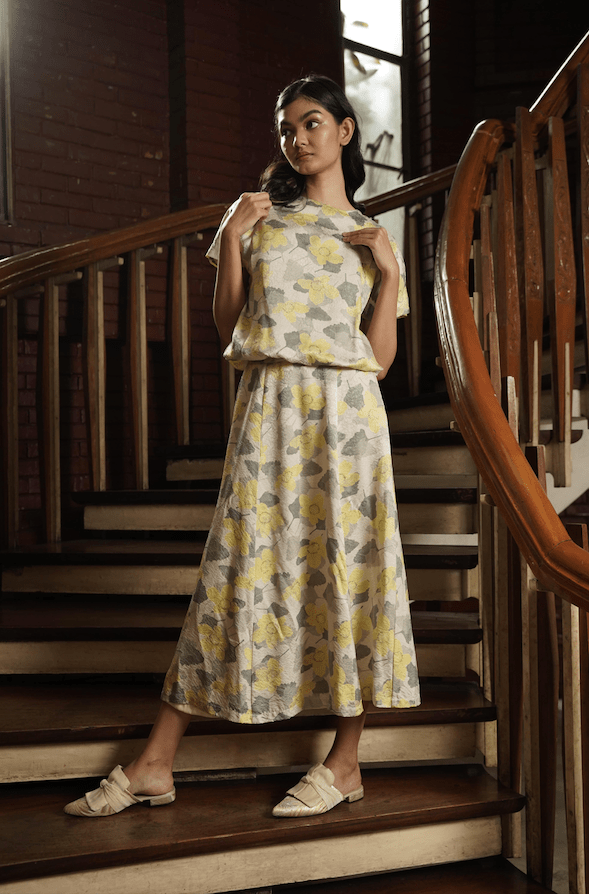 EDYA SKIRT AND TOP SET - ABSTRACTED YELLOW - EDYA 1929