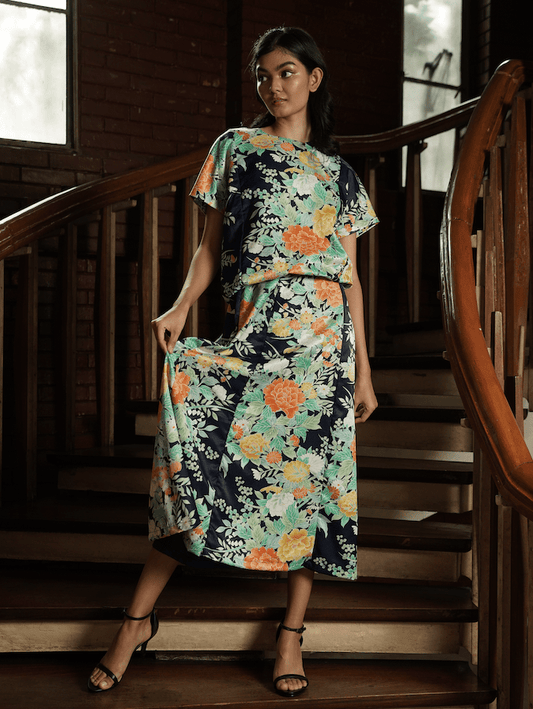 EDYA SKIRT AND TOP SET - FLAMBOYANT NAVY - EDYA 1929