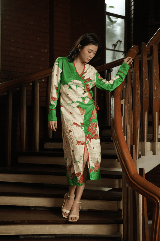 Festive Green Wrap Dress - EDYA 1929