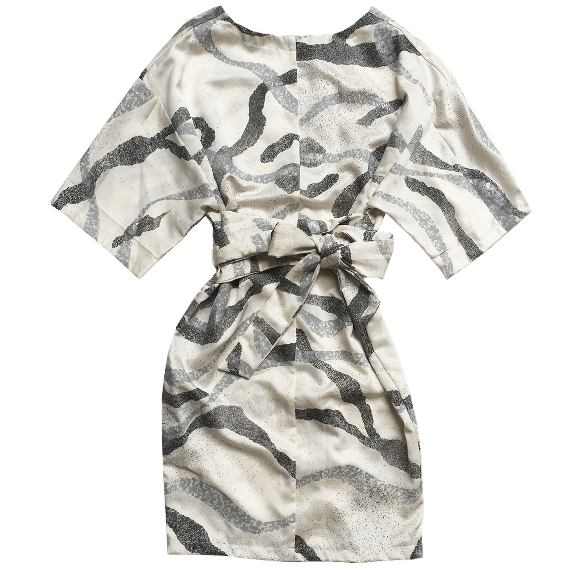 Kimono Obi Belt Short Dress - White - EDYA 1929