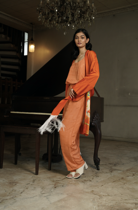 Festive Orange Kimono Robe