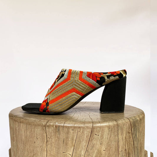 OBI SQUARE TOE MULE-Golden Black