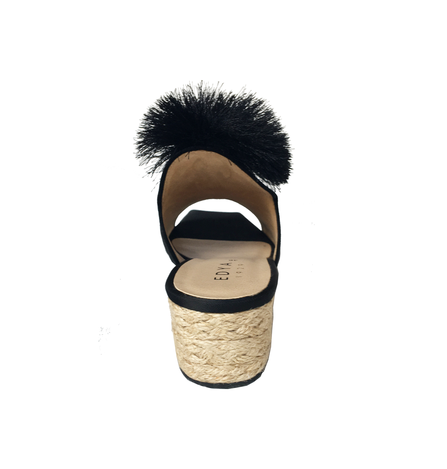 POM POM MID HEELED MULE - BLACK