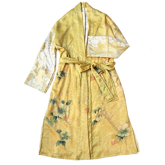 Kimono Robe-Gold Flowers